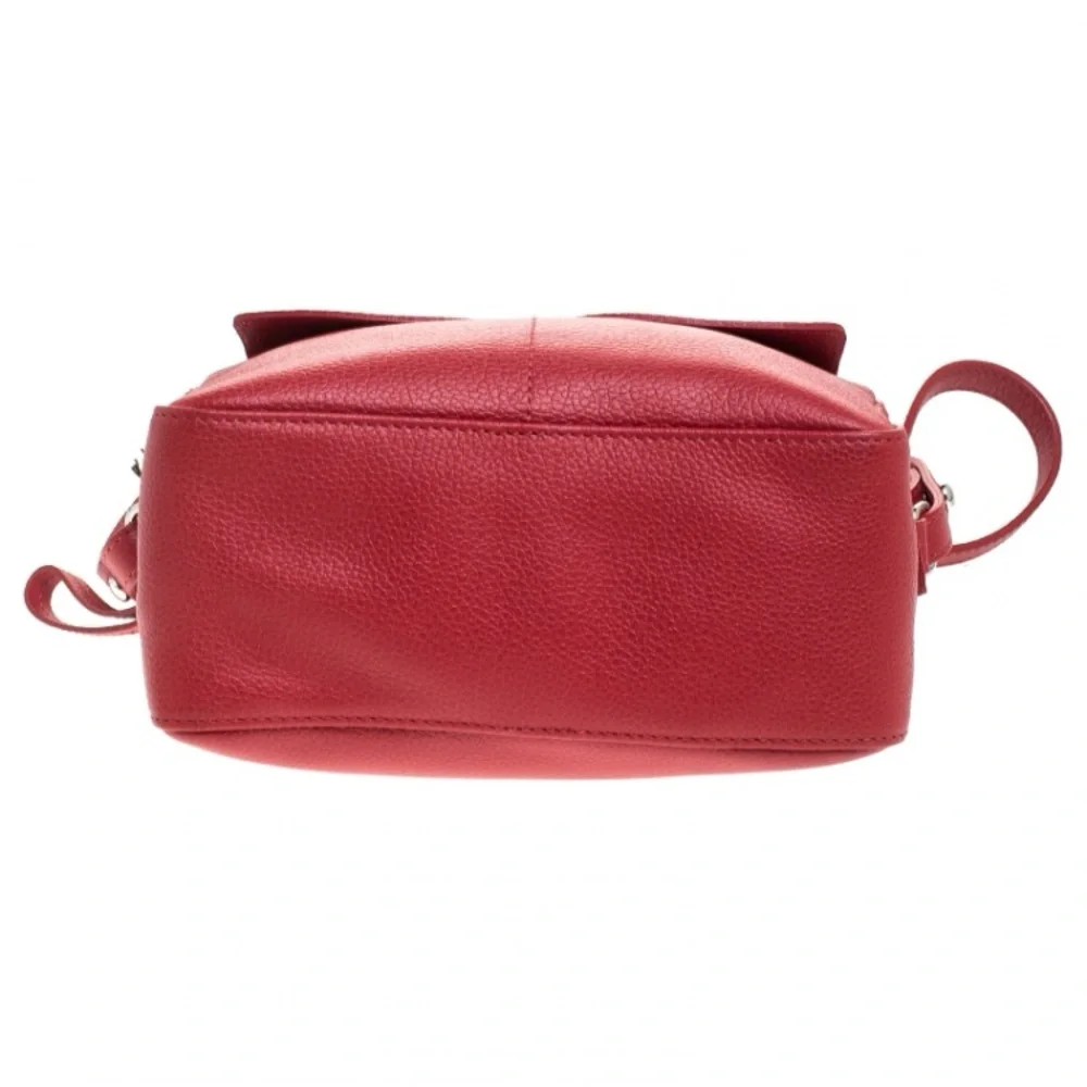 Longchamp Red Leather Le Foulonne Camera Crossbody Bag 10” x 6” - Picture 7 of 12